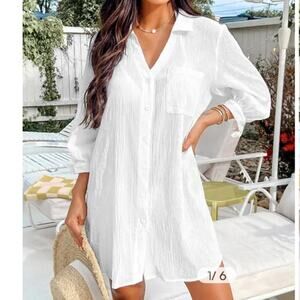 Cupshe Seersucker Tie Cuff Cover-Up Dress size XL NWT
